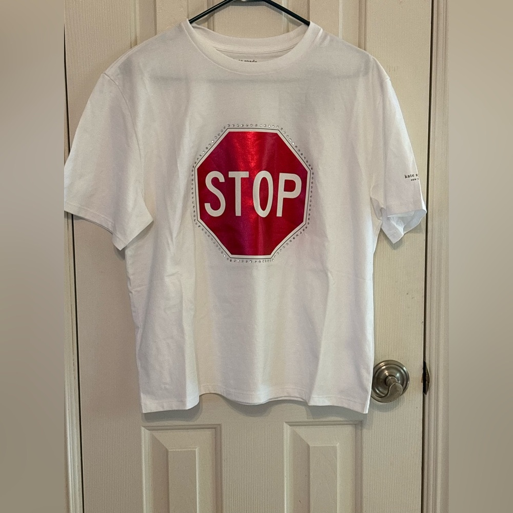 🚦🚥🚦 KATE SPADE STOP GO EMBELLISHED TEE SHIRT 🚦🚥🚦 NWT 🚦🚥🚦